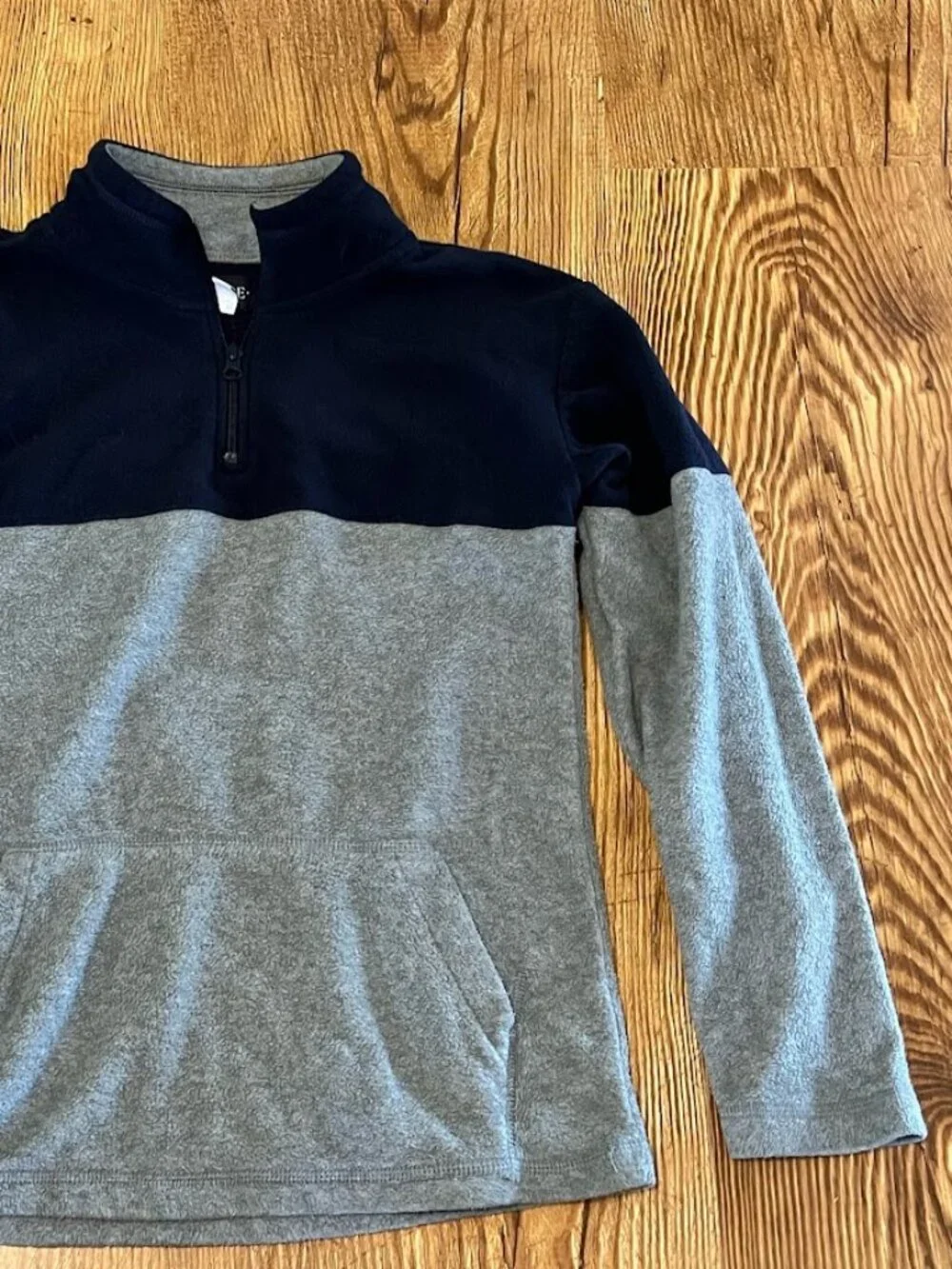 Children's Place 1/4 Zip Fleece, Gray & Navy Blue, Youth XL (14)